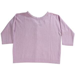 Forte Cashmere Sweater L Pink 100% Cashmere 3/4 Sleeve Lightweight Women’s Top